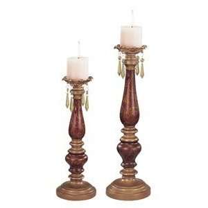   of 2 Porcelain Candleholders in Red   Paisley Pattern