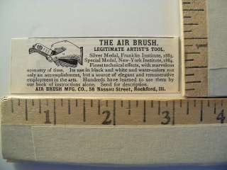 1892 Paper Ad Air Brush Mfg Co Rockford Ill Artist Tool Illustrated 