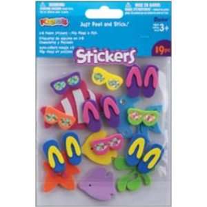  3D Foam Stickers 19/Pkg Flip Flops, Fish, Sunglass 