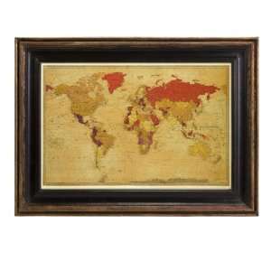  Anish World Map In Wood Frame
