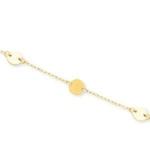  14k Yellow Gold Adjustable Disk Ankle Bracelet Jewelry