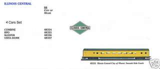 HO TRAIN ILLINOIS CENTRAL CITY OF 4 PASS CARS SET #2  