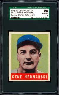 1948 49 Leaf #102 Gene Hermanski SGC 88 Lionel Carter  