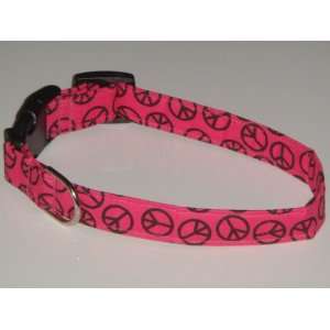  Pink Black Peace Signs Dog Collar Large 1 Everything 
