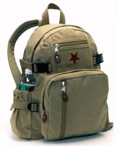 VINTAGE LOOK RED STAR BACKPACK IN KHAKI 9162  