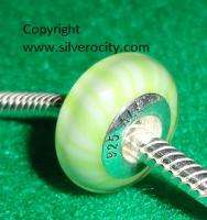   Pandora Murano Glass Light Green Candy Stripes Bead 925 ALE #790685