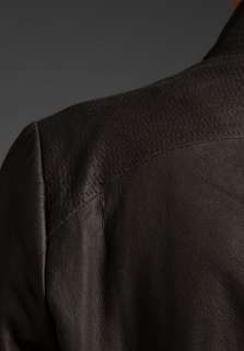 NWT VINCE Cowl Elephant Black Brown Leather Biker Drape Top Jacket $ 
