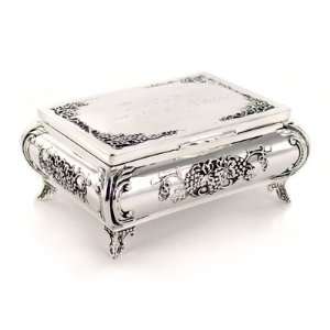 Antique Grape Design Silver Jewelry Box 