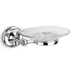   Soap Dish W Clear Crystal Glass Antique Silver