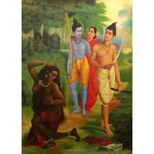   the Ramayana   Oil on Canvas   Artist Giri Raj Sharma