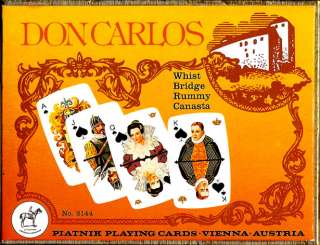 1978 PIATNIK VIENNA DON CARLOS #2144DOUBLE DECK PLAYING CARDS w/ CASE 