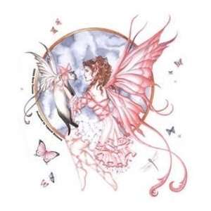   Pink Fantasy Fairy W/ Pet Siamese Cat Fairy   Sticker / Decal AD521