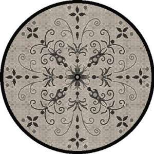 Dynamic Rugs Piazza Vente Round Indoor/Outdoor Area Rug   Sand/Black 