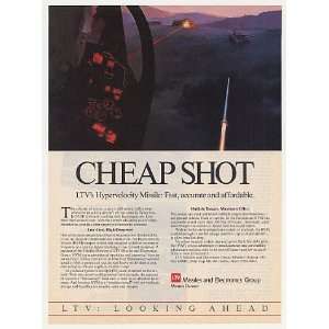   1987 LTV Hypervelocity Missile HVM Cheap Shot Print Ad