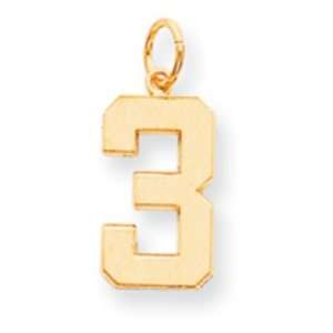  14k Goldy Casted Large Polished Number 3 Charm Jewelry