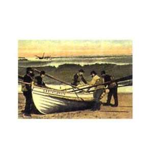  Print   Cape Cod Launching Life Boat   Artist Vintage Advertising 