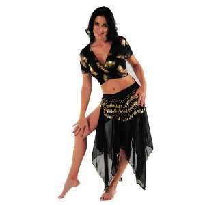  Belly Dancer Costume Set  Chiffon Skirt & Hip Scarf Top 