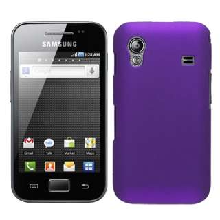 PURPLE SHELL HARD CASE COVER + IN CAR PHONE CHARGER FOR SAMSUNG S5830 