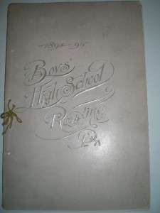 BOYS HIGH SCHOOL READING PA 1894 95 ALUMNI 1882 94 BOOK  