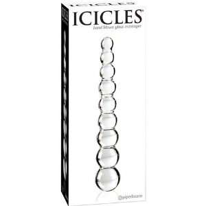 Icicles no. 2 hand blown glass massager   clear rippled 