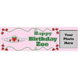  Strawberry Princess Personalized Photo Banner 18 Inch x 54 