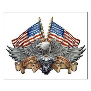  Small Poster Eagle American Flag and Motorcycle Engine 