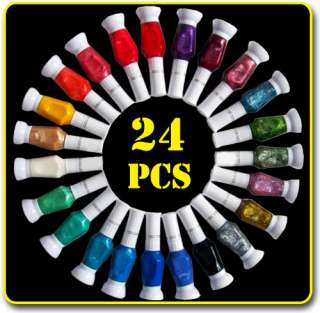 24 Colours PRO Nail Polish Brush Pens Varnish Polishs  