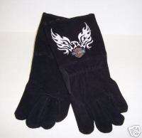 Harley Davidson Leather Welding Gloves Flaming Eagle XL  