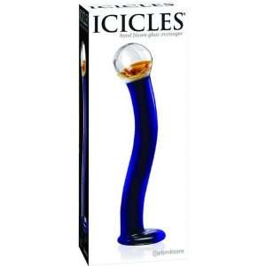  Icicles no. 17 hand blown glass massager   blue w/orange 