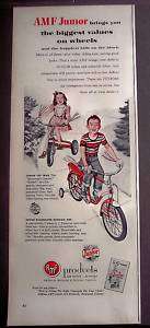 1953 Kids on AMF Junior Bike & Trike vintage bicycle ad  
