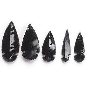 Black Obsidian Arrowheads (Natural)set of 5 Collectible 1 1/2x1/2 to 2 