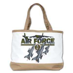 Shoulder Bag Purse (2 Sided) Tan US Air Force with Planes and Fighter 