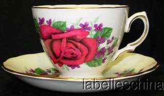 Royal Vale Red Rose & Violets Motif Teacup & Saucer tea cup  