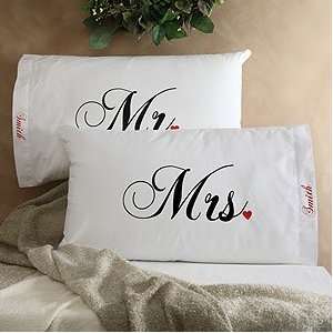   Pillowcase Set   Mr and Mrs Wedding Collection