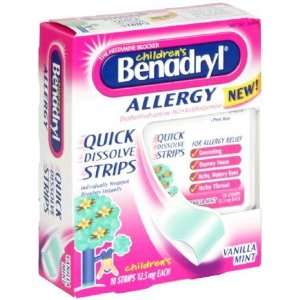  Childrens Benadryl Allergy Quick Dissolve Strips  Vailla 