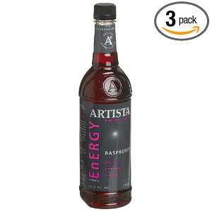 Artista Energy Syrup, Raspberry, 25.4 Ounce Bottles (Pack of 3 