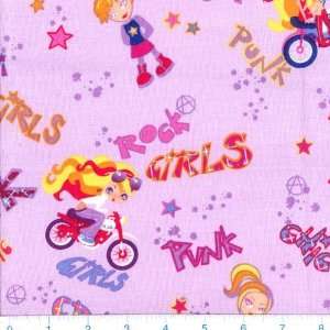  45 Wide Punk Princesses Graffiti Girls Lavender Fabric 