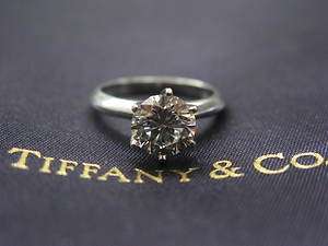 Tiffany & Co PLAT Round Diamond Solitaire Engagement Ring 1.50Ct G 