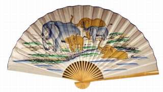 Classic 35 Oriental Feng Shui Wall Fan Elephants  