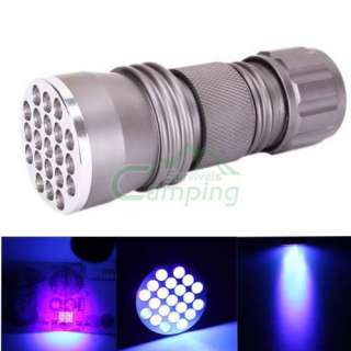 21 LED UV Ultra Violet Aluminum Alloy Flashlight Blacklight Torch 3x 