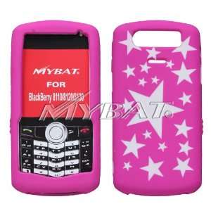 Blackberry 8110, 8120, 8130 Laser Cut White Stars (Hot Pink) Skin Case