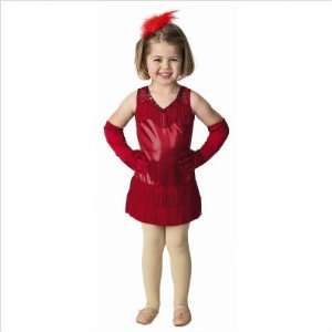  Flapper Dress with Gloves and Headband Costume in Red Size 