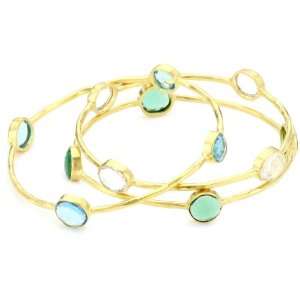 Robindira Unsworth Marrakech Gold Vermeil Gemstone Bangle Bracelets 