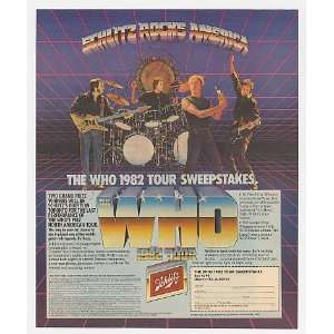  1982 The Who Tour Sweepstakes Schlitz Beer Photo Print Ad 