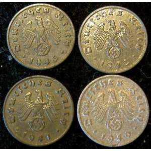  Four German World War II Coins   1940A, 1941A, 1942A and 