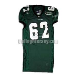  Green No. 62 Game Used Hawaii Reebok Football Jersey (SIZE 