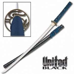 United Black   Flying Dragon Katana Sword w/ Blue Wrap  