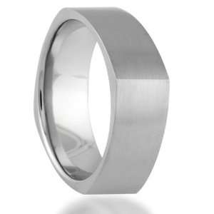  7MM Unique Soft Square Titanium Ring Wedding Band Comfort 