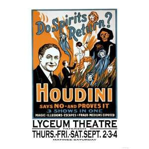  Do Spirits Return? Houdini Says No People Giclee Poster 