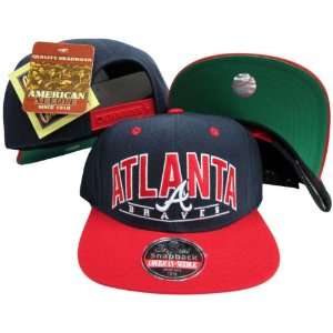  Atlanta Braves Arched Navy/Red Two Tone Plastic Snapback 
